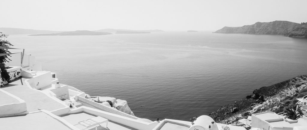 Panoramic view of the Santorini caldera, taken from Oia