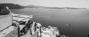 Panoramic view of the Santorini caldera, taken from Oia