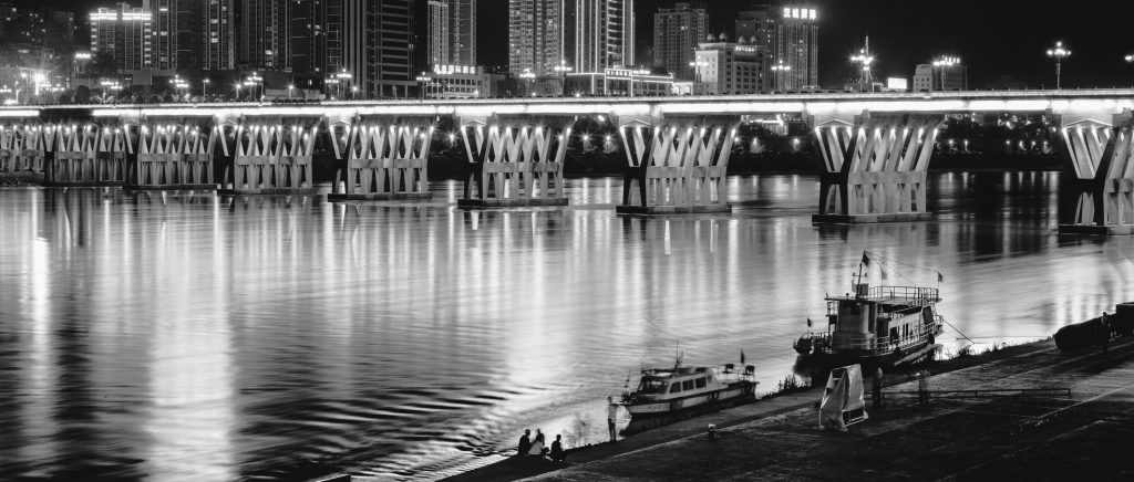 Fishboats docked at Hanjiang river harbour